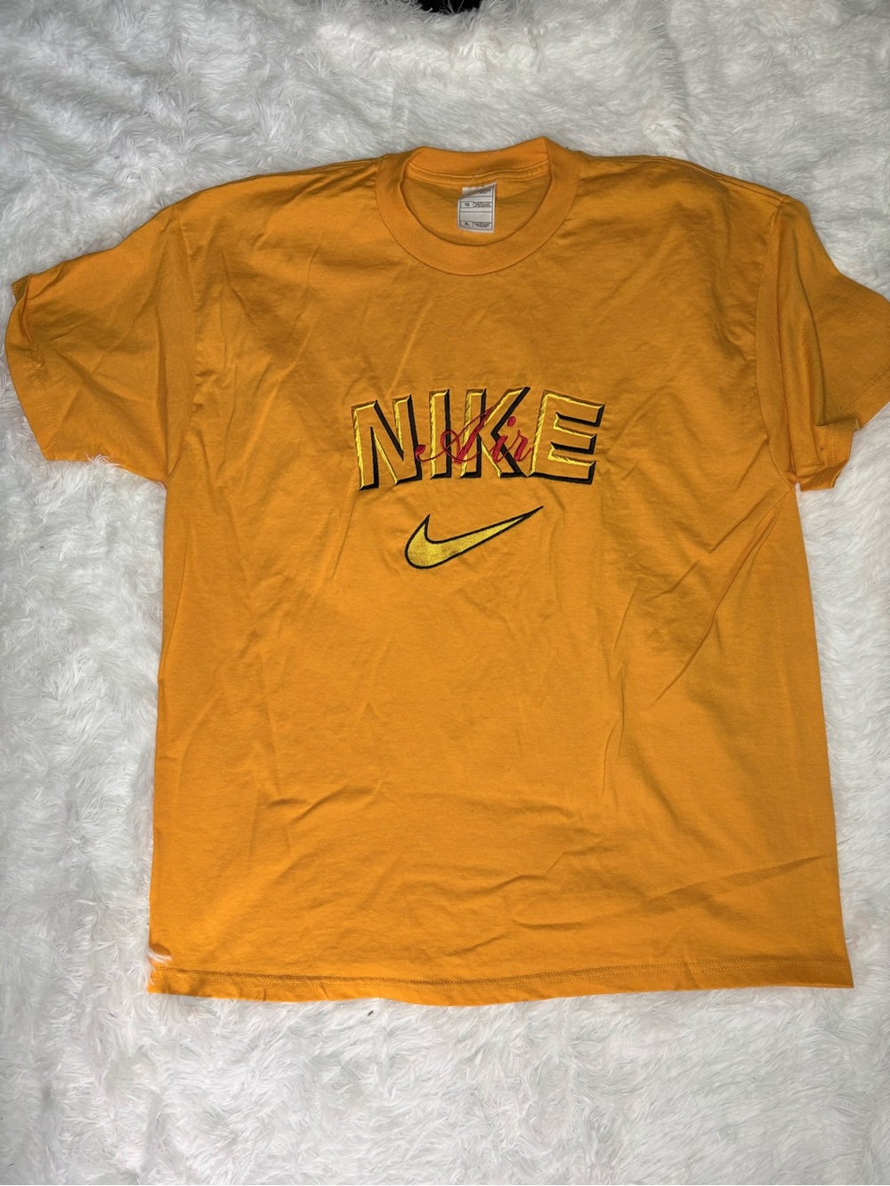 Nike Men's Orange Graphic Logo Short Sleeve Tee